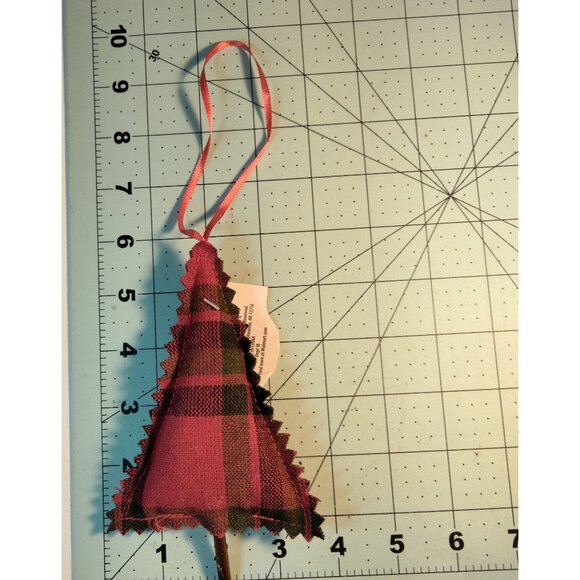 Tartan Plaid Christmas Tree Ornament Red Green Fabric - Picture 3 of 4